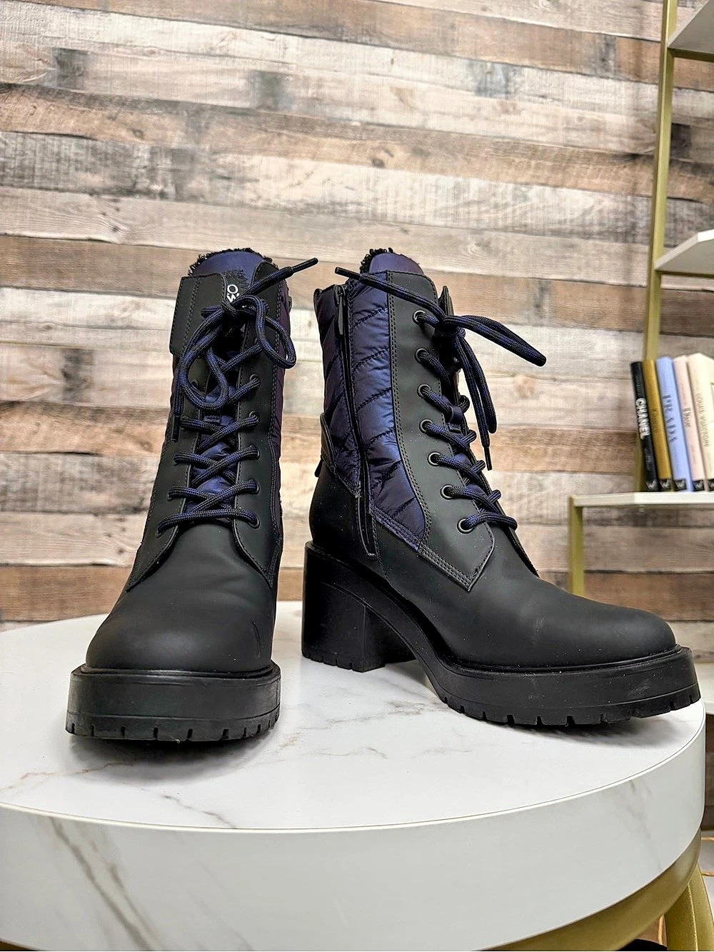 Franco Sarto black lae up Dizzy 2 water repellant boot 9